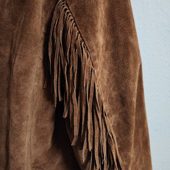 Vintage Rare Women's Brown Fringe Suede Jacket Coat XL - Picture 7 of 10